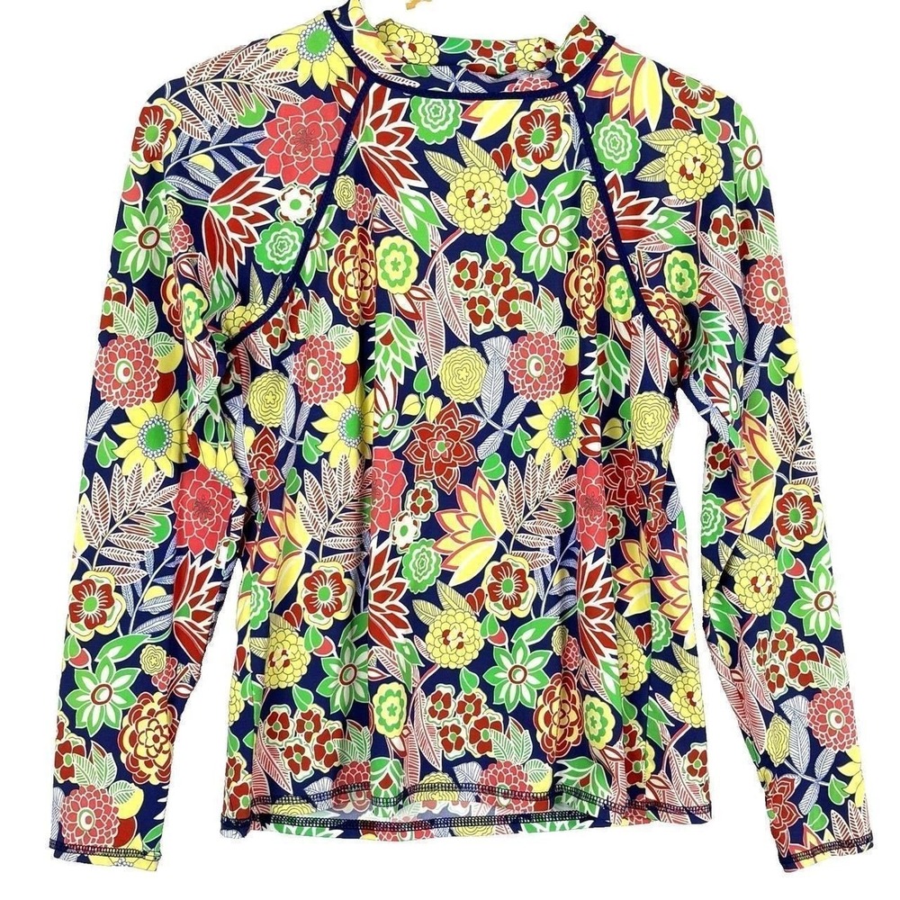 Miraclesuit Women Long Sleeve Swim Top Rash Guard Sun Protection S-M Beach Coast